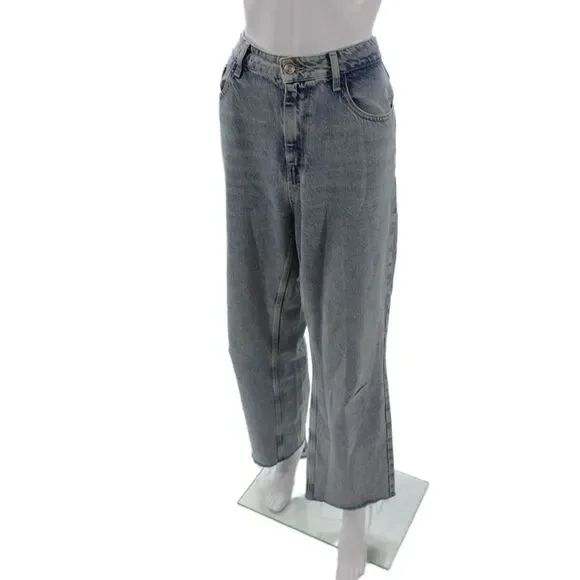 Zara Womens Medium Wash Distress High Rise Wide Leg Jeans Blue Size 12 - Picture 2 of 6